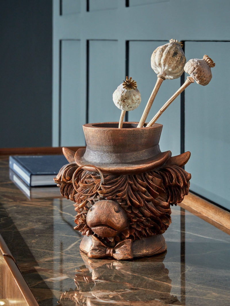 Bronze Hamish The Highland Cow Flower Vase