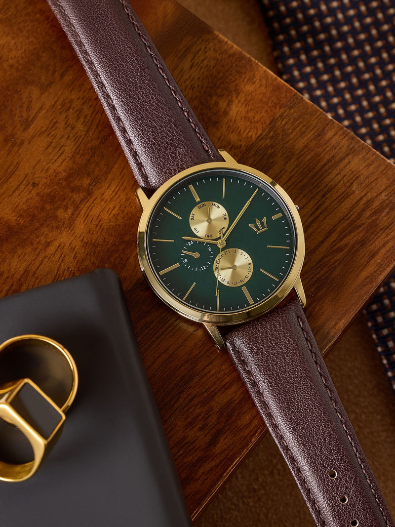 Brown Gold Vertical Dial Analog Watch - British product