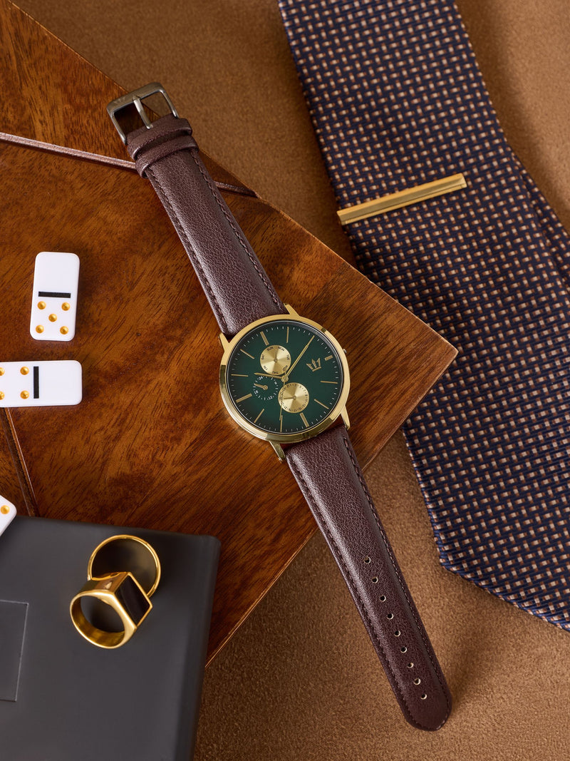 Brown Gold Vertical Dial Analog Watch - British product