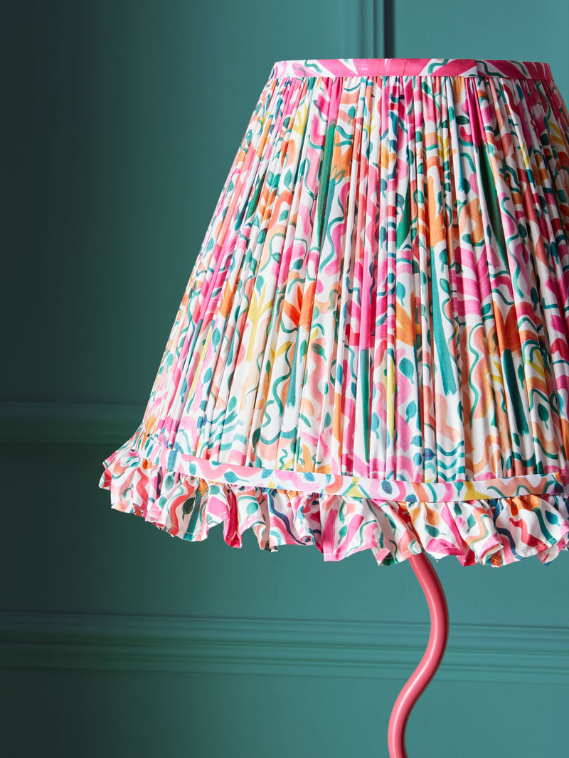Lucy Tiffney pink wiggle floor lamp with floral shade - British product
