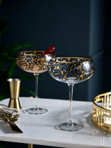 Next Set of 2 Black Leopard Print Coupe Glasses- Buy online at McGrocer