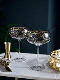 Set of 2 Black Leopard Print Coupe Glasses