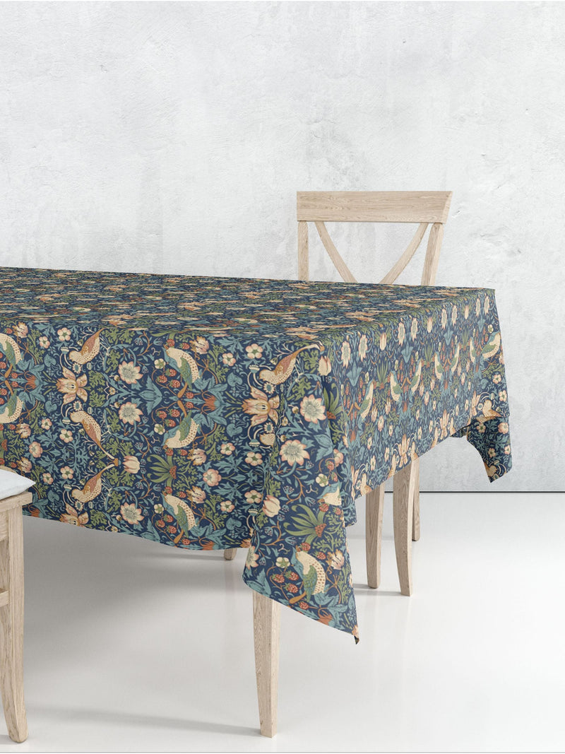 William Morris Gallery Blue Strawberry Thief Wipe Clean 100% Cotton Table Cloth