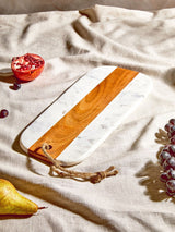 Next Maison by Premier White Oblong Marble and Acacia Chopping Board 40x18x2cm- Buy online at McGrocer