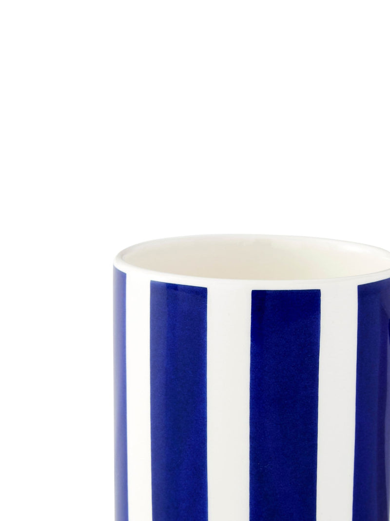 Spode blue Steccato bold stripe mugs set of 4 (British brand)
