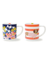 Joules Bright Side 2 Stackable Ceramic Mugs with 2 Designs