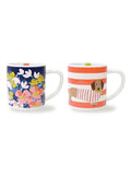 Joules Bright Side stackable ceramic mugs with two designs, UK version
