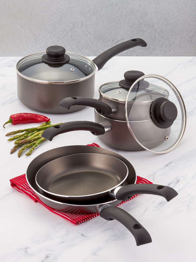 Judge Pewter Everyday 5 piece non-stick saucepan set, UK version