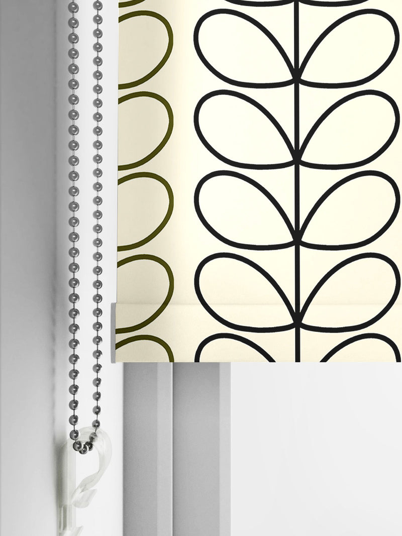 Orla Kiely black and olive green Linear Stem roller blinds, UK version
