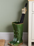 Stoneware green Wellington boots umbrella stand, UK version