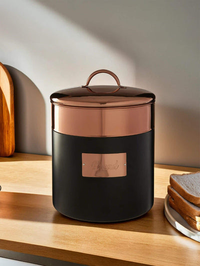 Next Interiors by Premier Black Prescott Copper Bread Bin 27x21x21cm- Buy online at McGrocer
