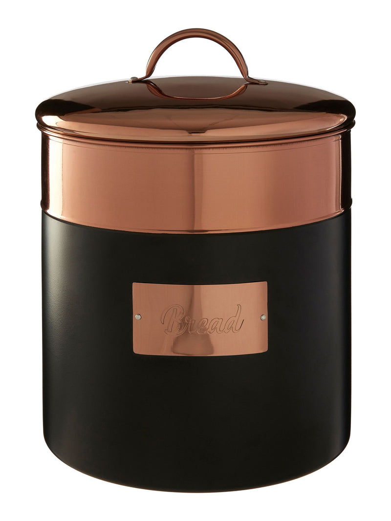 Interiors by Premier Black Prescott Copper bread bin 27x21x21cm, UK version