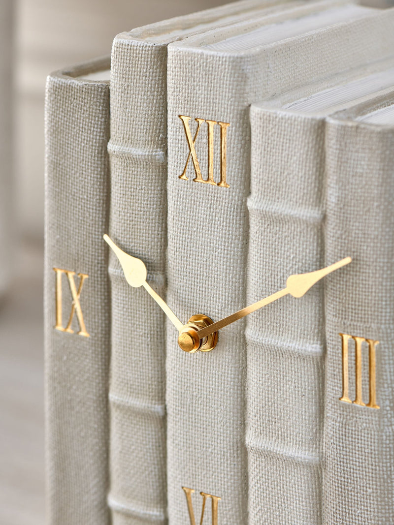 Beige Chic Books Clock realistic resin clock - British product