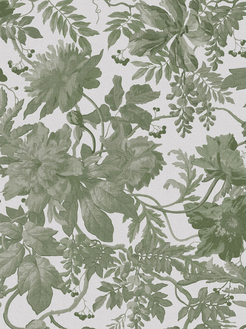 Graham & Brown Enzia sage green wallpaper sample, imported from the UK