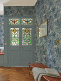 Graham & Brown Blue New Eden Porcelain wallpaper sample (British brand)