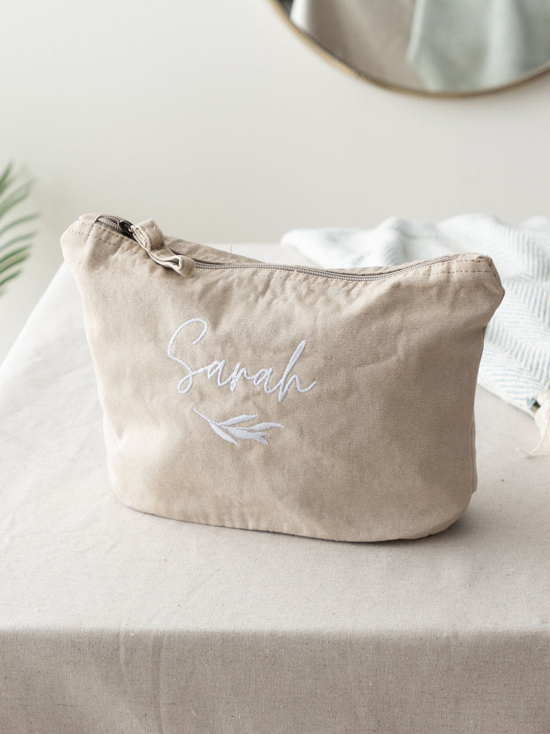 No Ordinary Gift embroidered leafy design makeup bag 18x21cm, UK version