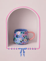 Next Cath Kidston Blue Painted Pansies Twisted Handle Billie Mugs Set of 4 Stoneware Mugs 9.5cm- Buy online at McGrocer