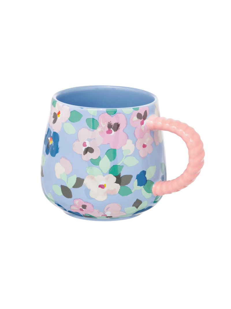 Cath Kidston Blue Painted Pansies mugs set of four 9.5cm height - British product