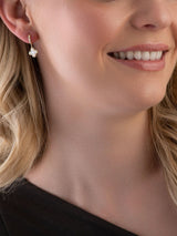 Next Beaverbrooks 9ct Gold Mother of Pearl Clover Hoop Earrings 21mm- Buy online at McGrocer