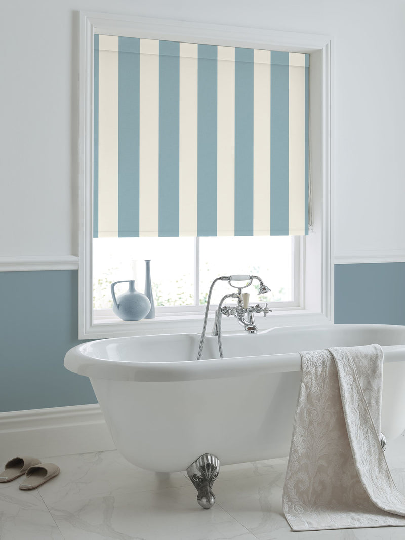Laura Ashley Lille stripe seaspray blue roller blind (British brand)