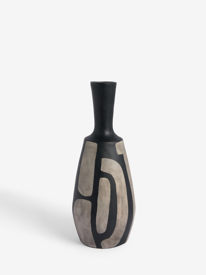 French Connection black hand-painted papier mache vase 48cm height - British product