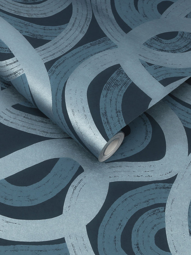 Graham & Brown Blue Ambire wallpaper sample (British brand)