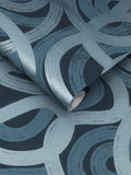 Graham & Brown Blue Ambire wallpaper sample (British brand)