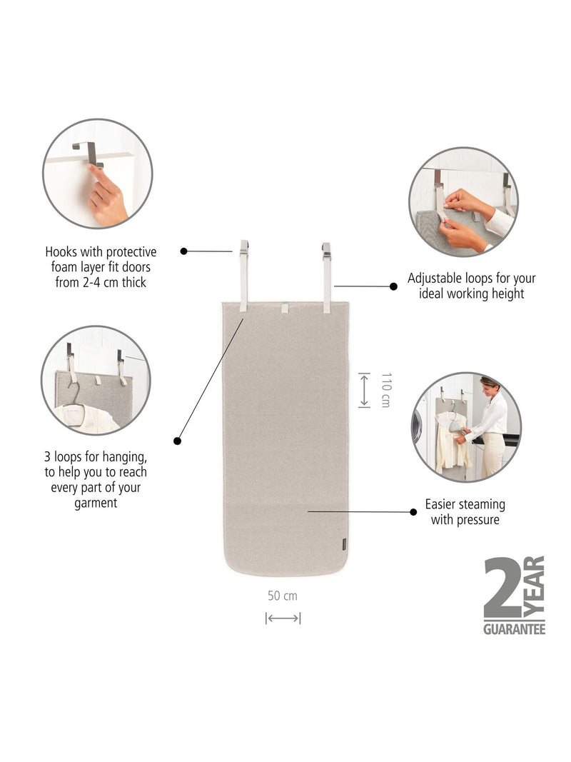 Brabantia grey door steam blanket 50x100cm - British product