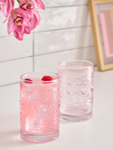Next Pink Heart Pressed Tumbler Glasses Set of 2 Glassware- Buy online at McGrocer