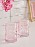 Pink Heart Pressed Tumbler Glasses Set of 2 (British brand)