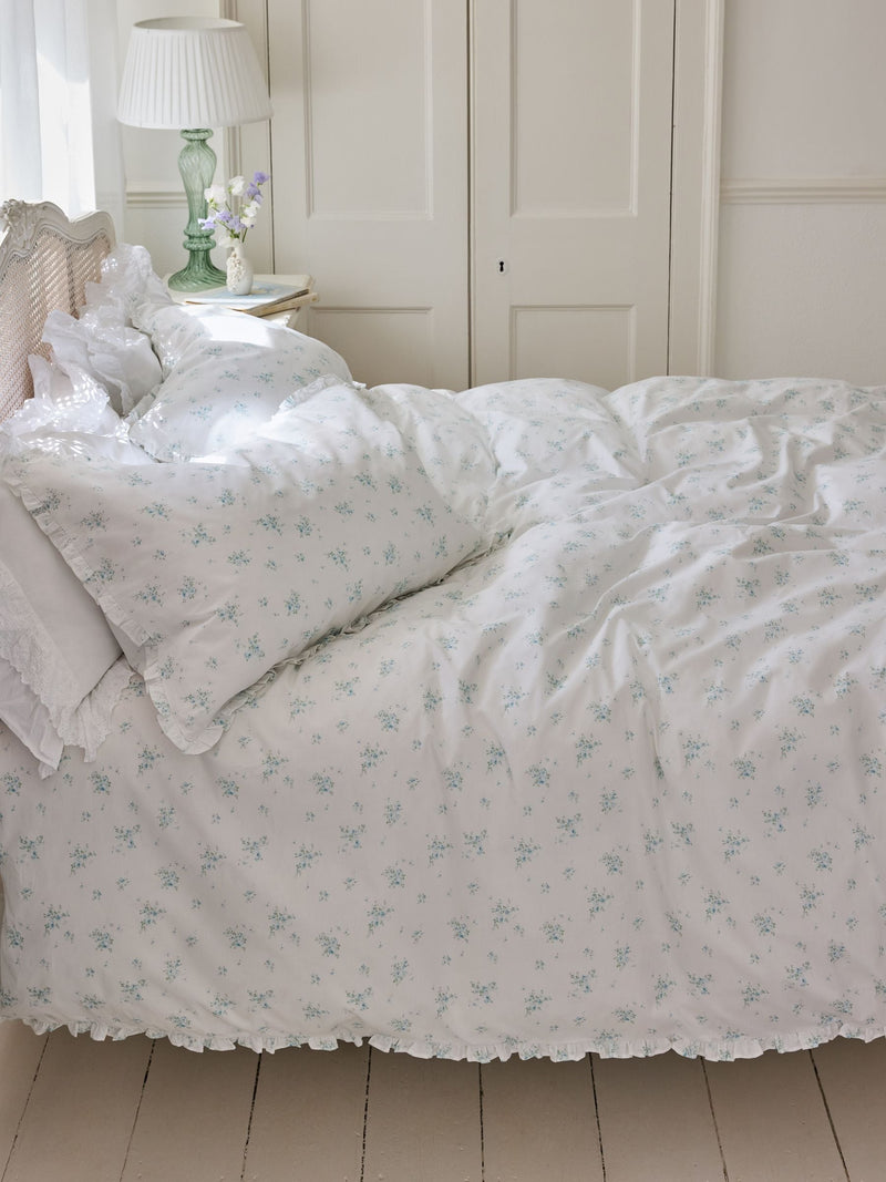 Shabby Chic Rosabelle blue print duvet cover and pillowcase set (British brand)