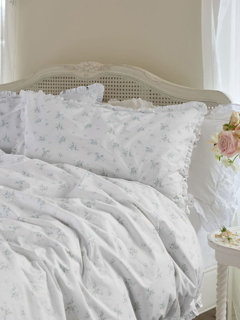 Shabby Chic Rosabelle blue print duvet cover and pillowcase set (British brand)