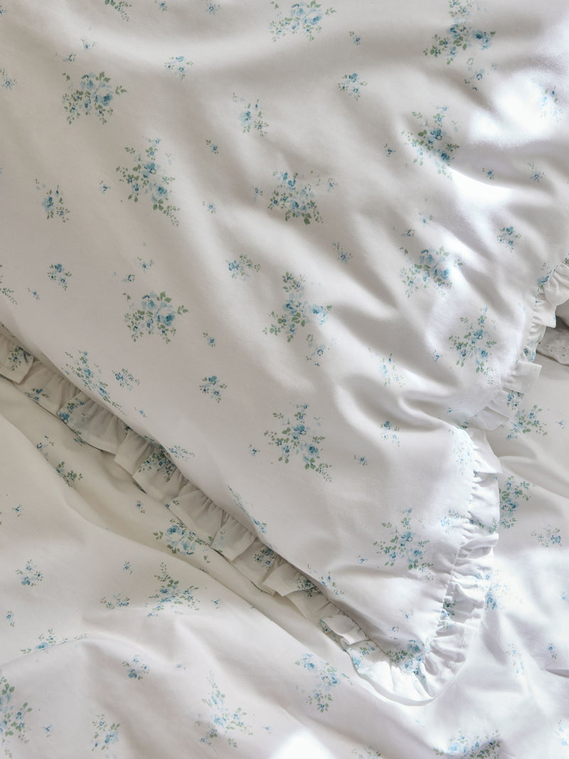 Shabby Chic Rosabelle blue print duvet cover and pillowcase set (British brand)