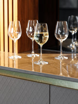 Next Mikasa Set of 4 Clear Treviso Crystal White Wine Ribbed Glasses 350ml- Buy online at McGrocer