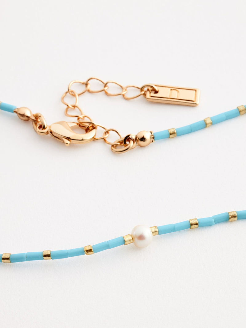 Blue beaded anklet - British product