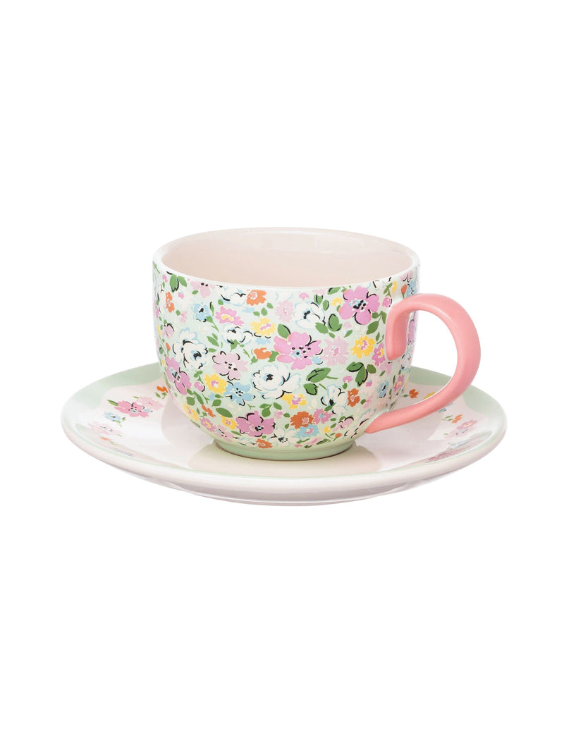 Cath Kidston Sage teacup and saucer set - British product