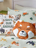 Little Furn Multi Green Wildlife Animal Duvet Cover Set, UK version
