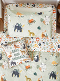 Little Furn Multi Green Wildlife Animal Duvet Cover Set, UK version