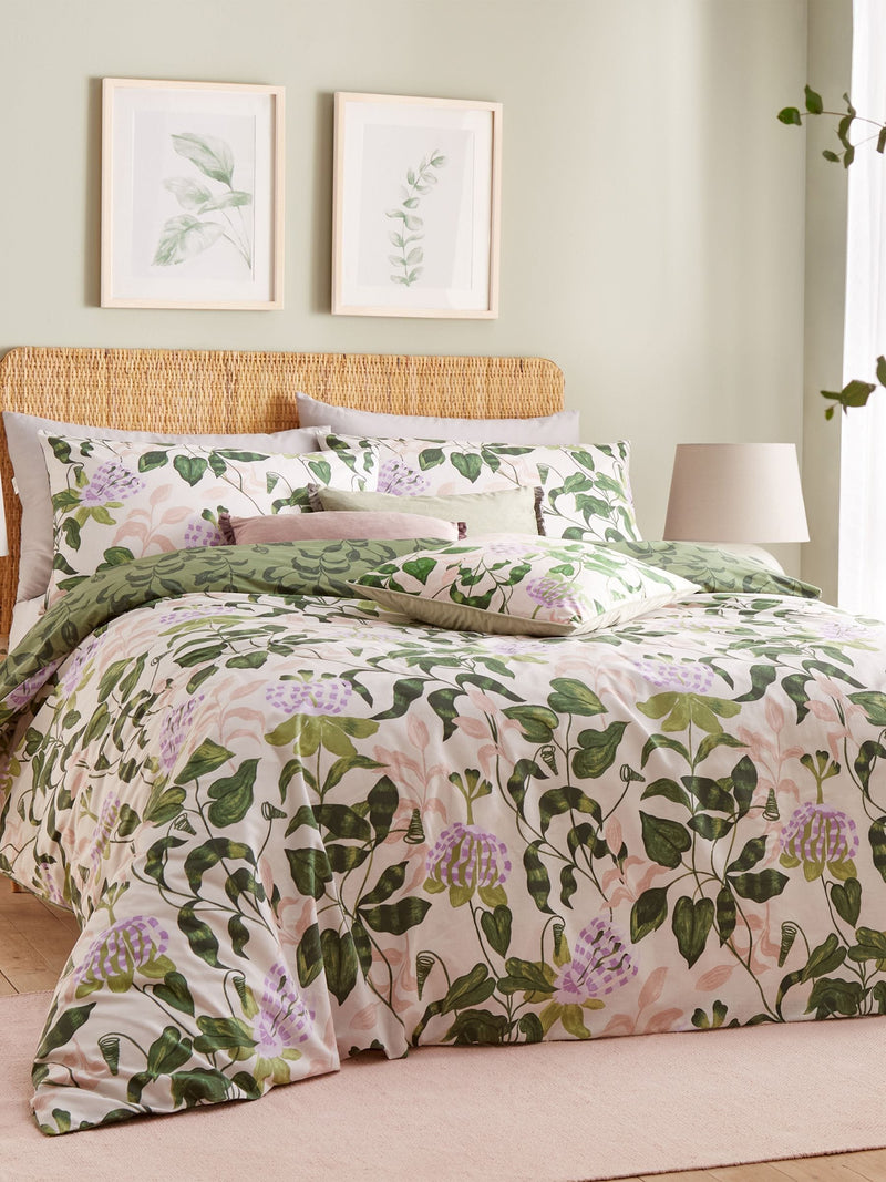 Wylder Peach Vine Green Passiflora duvet cover set (British brand)