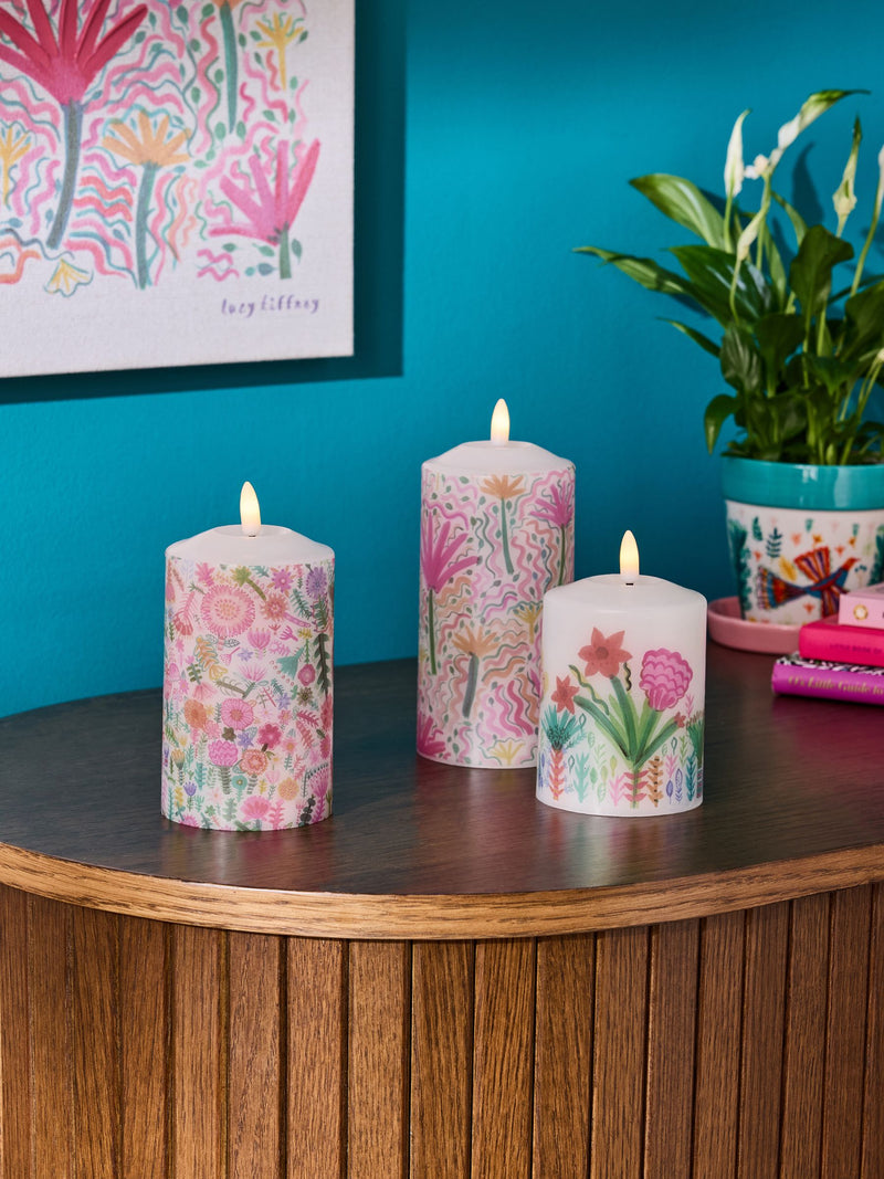 Lucy Tiffney pink LED candles set of 3, UK version