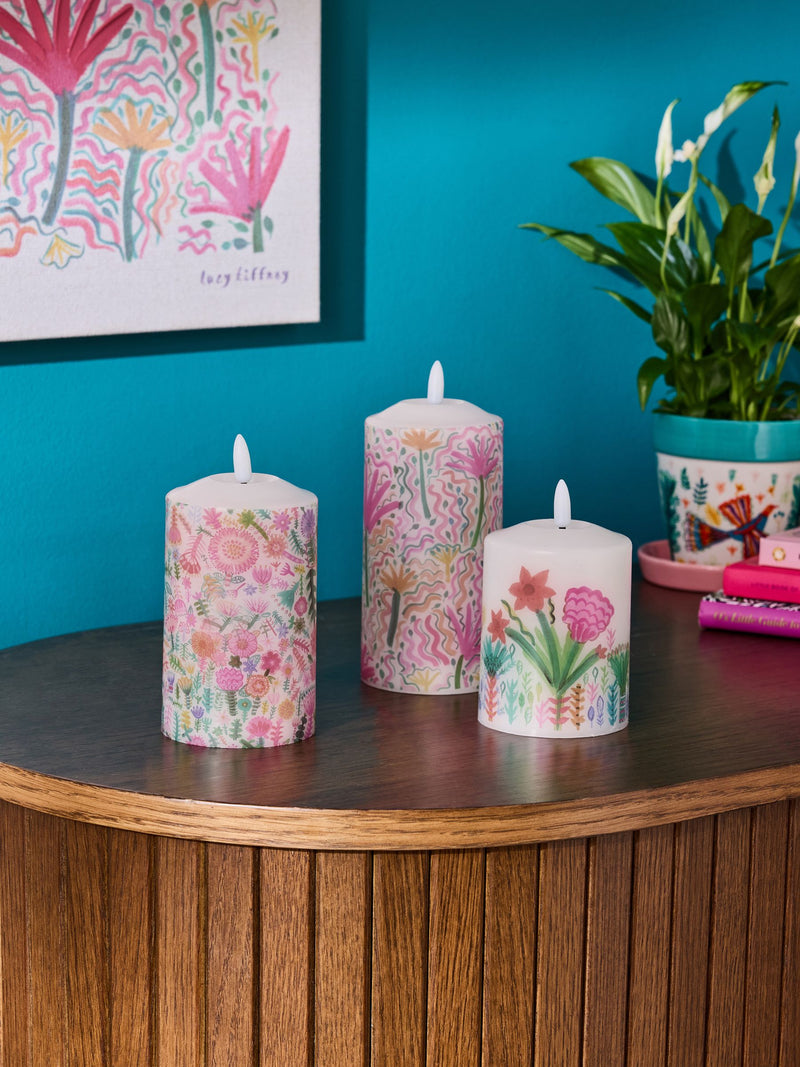 Lucy Tiffney pink LED candles set of 3, UK version