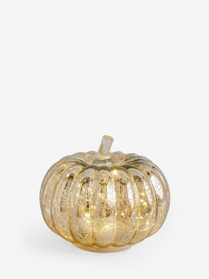 Silver mercury glass pumpkin light 15cm, imported from the UK