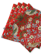 Servilletas de algodón William Morris Gallery Red Pimpernel, paquete de 4, 43x43 cm.