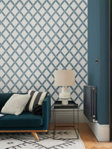 Next Graham & Brown Blue Greenskeeper Geo Wallpaper Sample- Buy online at McGrocer