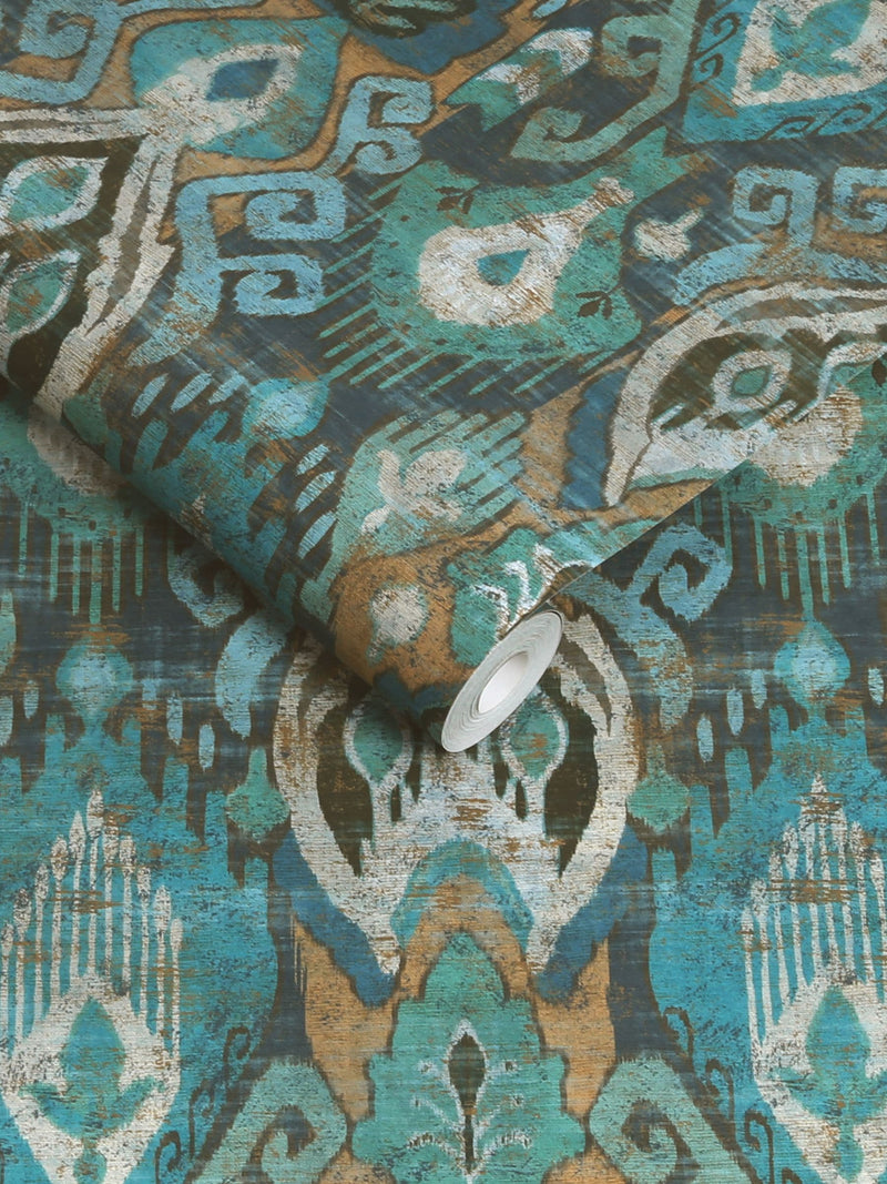 Graham & Brown Daraee Tapestry Midnight wallpaper sample, UK version