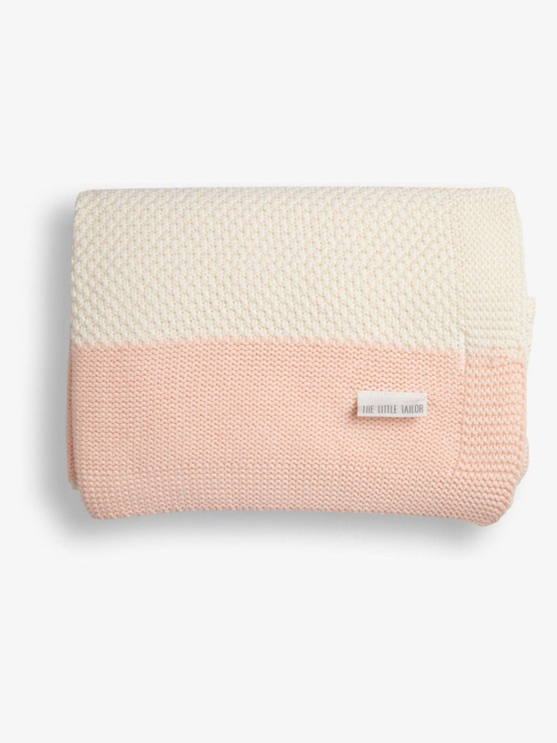 The Little Tailor pink cotton textured stripe shawl blanket (British brand)
