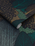 Graham & Brown Scandiscape wallpaper sample navy teal, UK version