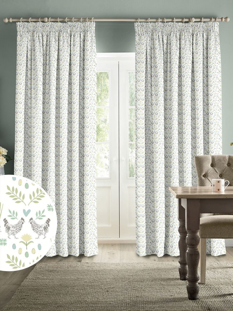 Sophie Allport White Spring Chick cotton curtains (British brand)