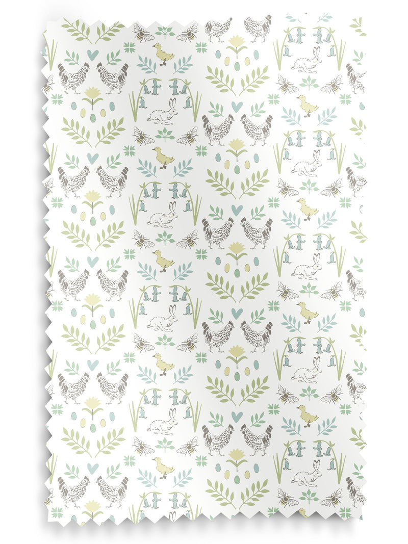 Sophie Allport White Spring Chick cotton curtains (British brand)