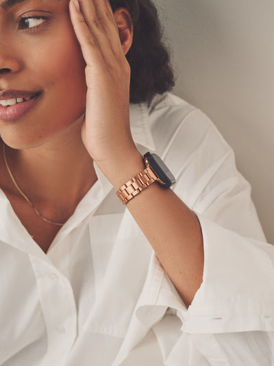 Next Rose Gold Tone Stainless Steel Link Watch Strap for Apple Watch- Buy online at McGrocer